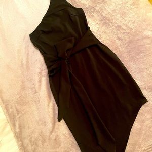 BLK petite one shoulder dress w/ tie waist.